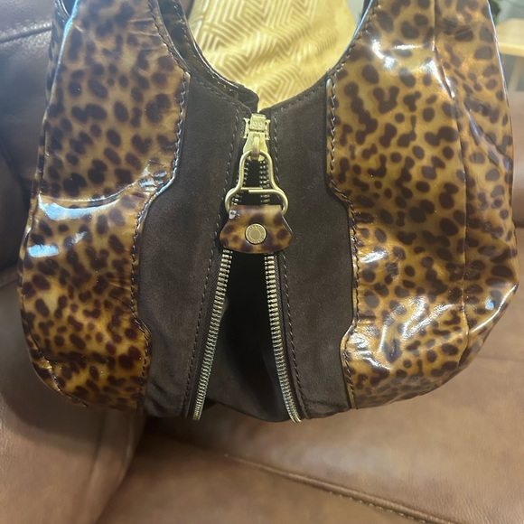 Jimmy Choo Patent Leather and Suede Cheetah print handbag - Picture 4 of 16